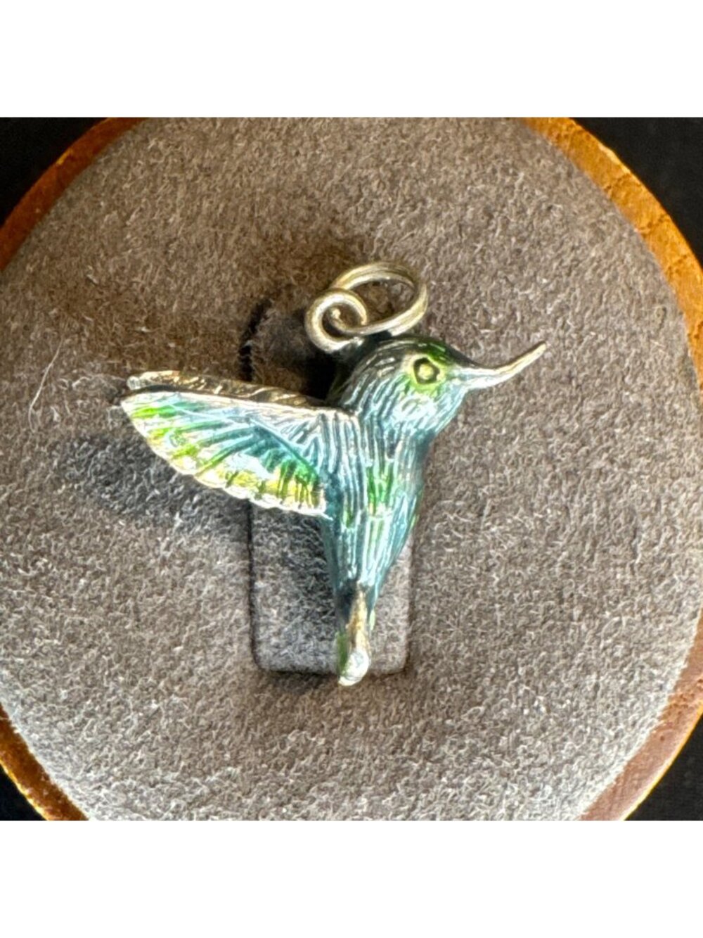 ANTQ Sterling Silver 925 Blue Enamel Hummingbird Charm Size 0.75" Length